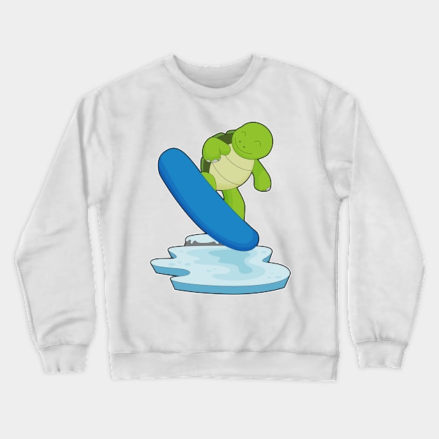 Turtle Snowboarder Snowboard Crewneck Sweatshirt by Markus Schnabel